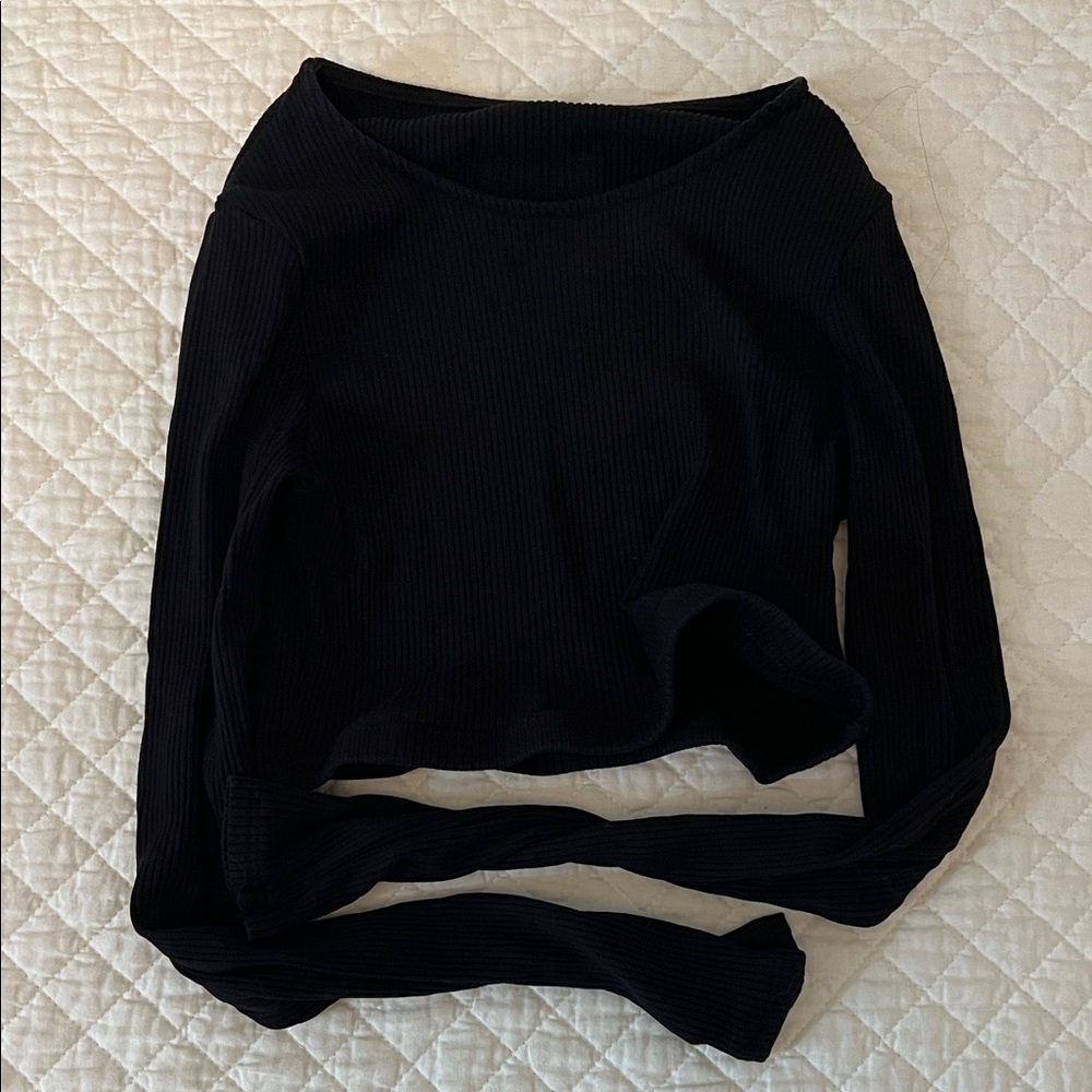 Daily Drills Black Ribbed Long Sleeve Top